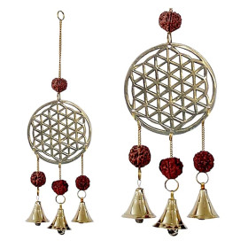 Carillon à vent Fleur de Vie avec rudraksha -- 27 cm