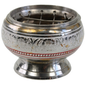 Brûle-encens laiton - coloris argenté - haut