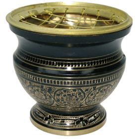 Brûle-encens laiton - coloris noir - haut