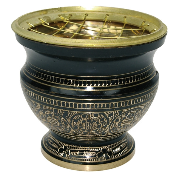 Brûle-encens laiton - coloris noir - haut