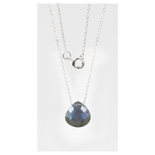 Collier Briolette facettée Labradorite 13 mm - Argent 925
