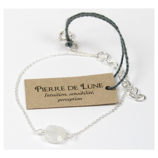 Bracelet coussin de Pierre de Lune 7 mm - Argent 925