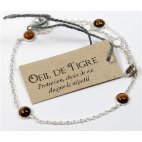 Bracelet pierres Oeil de Tigre 4 mm - Argent 925