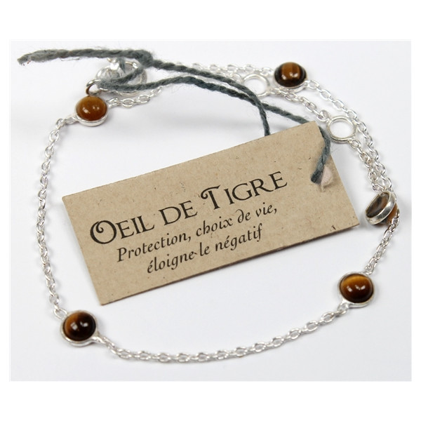 Bracelet pierres Oeil de Tigre 4 mm - Argent 925