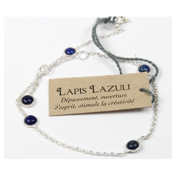 Bracelet pierres Lapis lazuli 4 mm - Argent 925