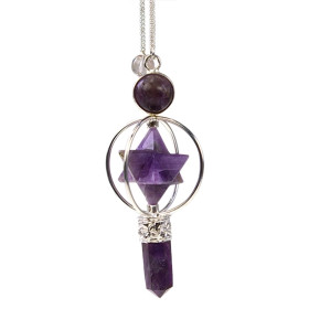 Pendule Merkaba 3 Pierres en Améthyste