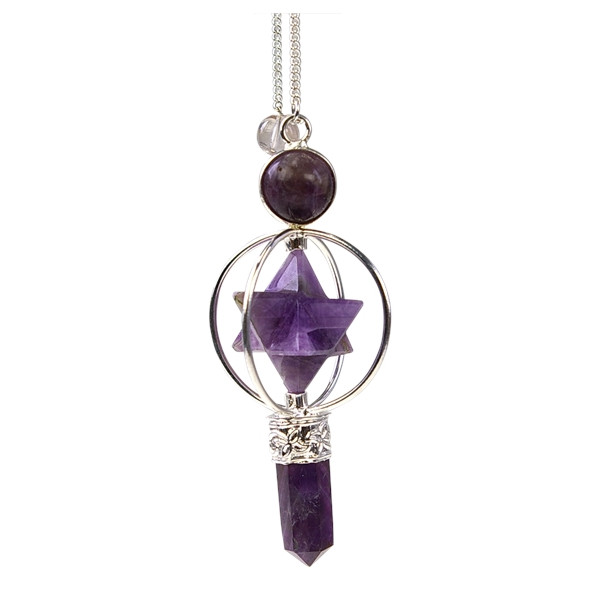 Pendule Merkaba 3 Pierres en Améthyste