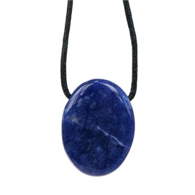 Collier Sodalite Pierre ovale percée Cordon noir