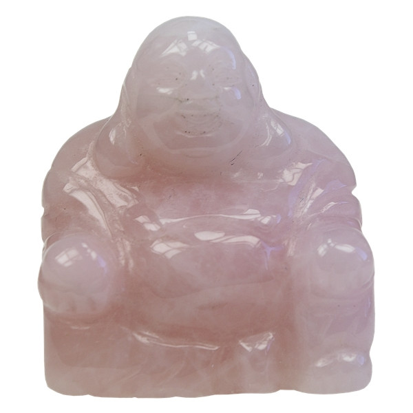Bouddha Rieur Assis 4 cm - Quartz rose