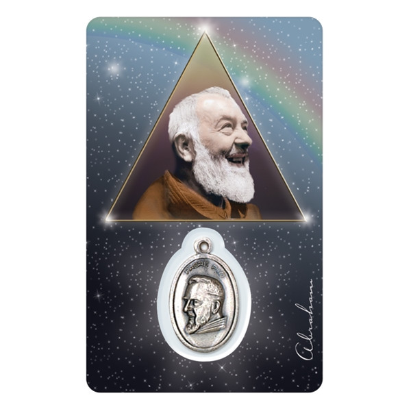 Médaille sur carte Padre Pio