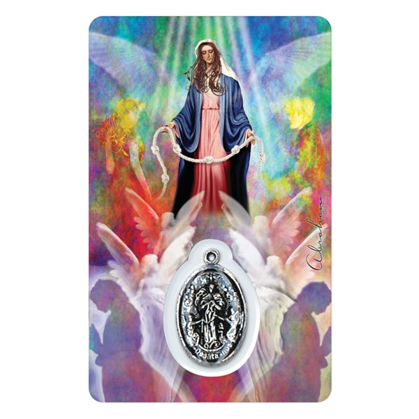 Médaille sur carte Marie qui défait les Noeuds