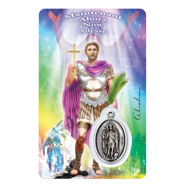 Médaille sur carte Saint-Expédit