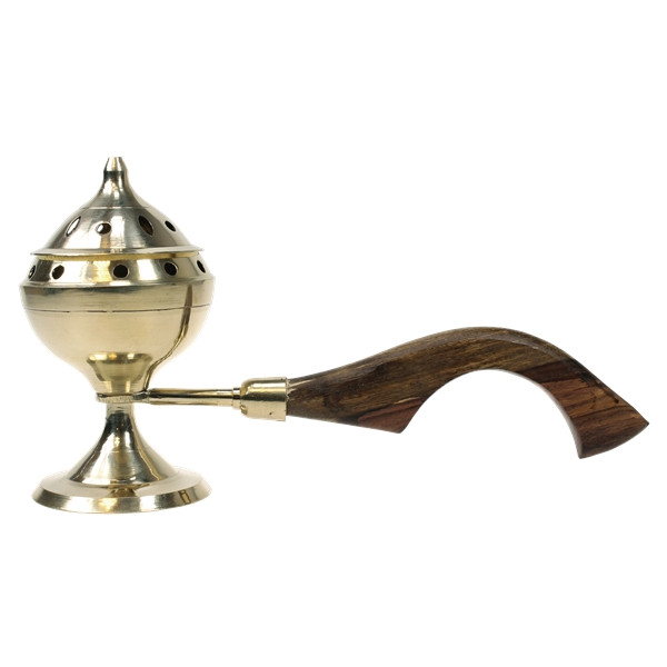 Encensoir laiton avec manche en bois