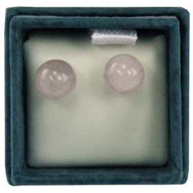 Boucles d'oreilles perles de quartz rose - 6 mm