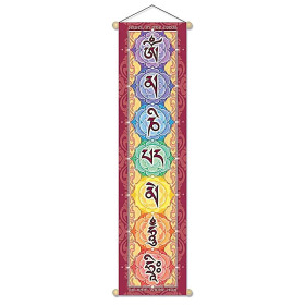 Bannière Mantra Om Mani Padme Hum Hri - petite -- 15x60 cm