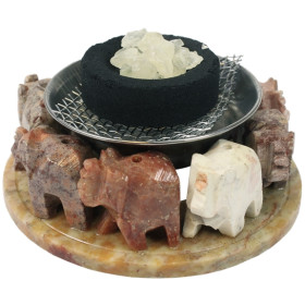 Brûle-encens pierre 8 éléphants