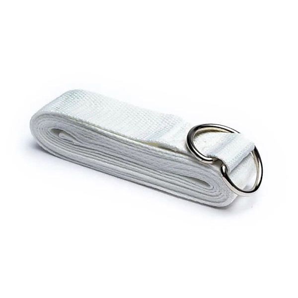 Sangle de Yoga avec anneau en D coton blanc -- 250x4cm
