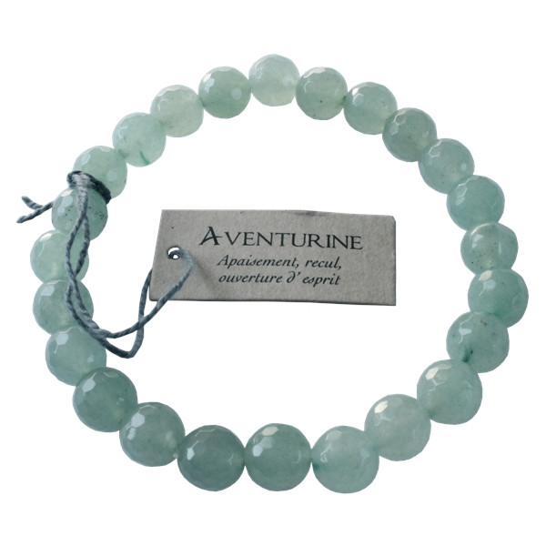 Bracelet Aventurine Verte Perles rondes facettées 8 mm