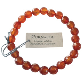Bracelet Cornaline Perles rondes facettées 8 mm