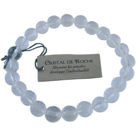 Bracelet Cristal de Roche Perles rondes facettées 8 mm