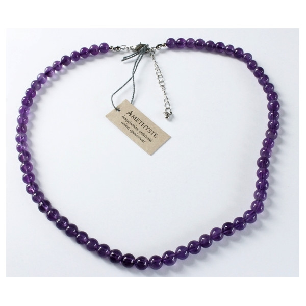 Collier Améthyste Perles rondes 8 mm