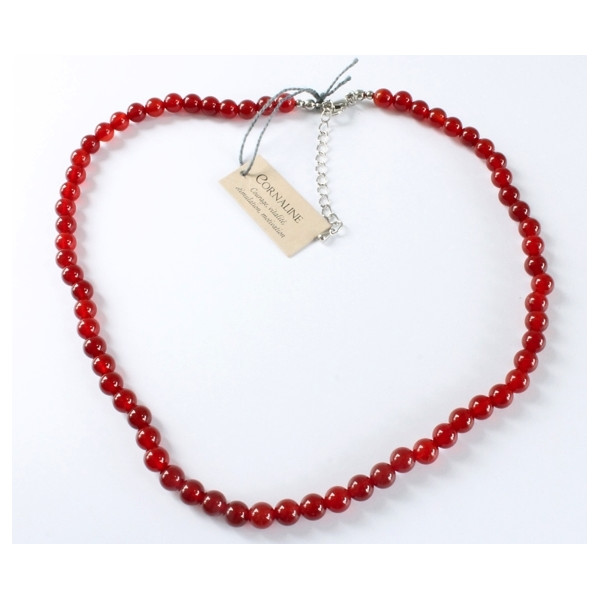 Collier Cornaline Perles rondes 8 mm