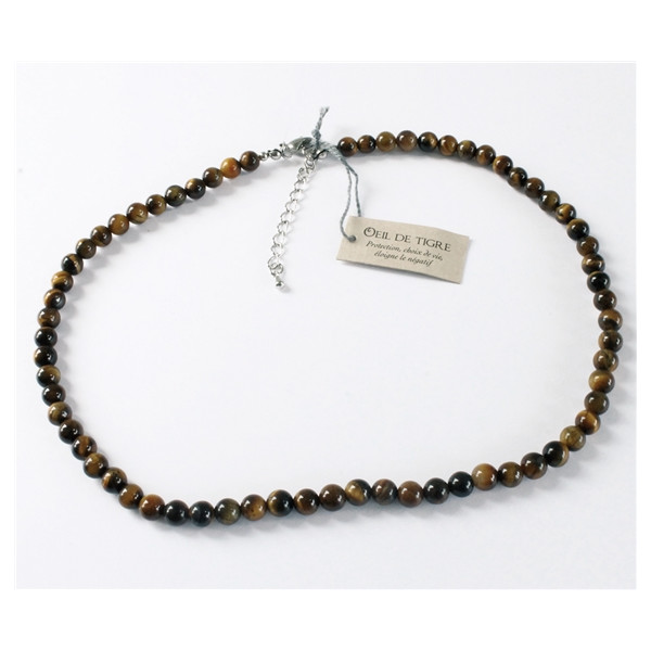 Collier Oeil de Tigre Perles rondes 6 mm