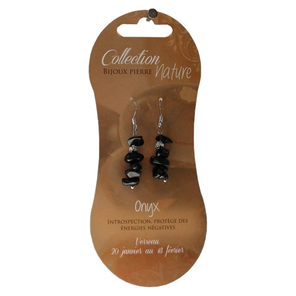 Boucles d'oreilles pierres baroques - Onyx