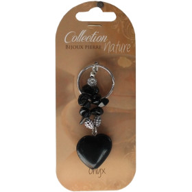 Porte-clés cur et pierres baroques - Onyx